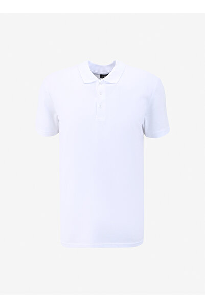 Fabrika Düz Beyaz Erkek Polo T-Shirt F4SM-TST 0942