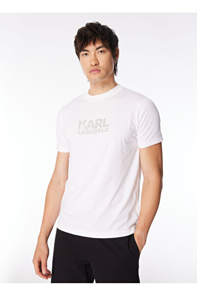 Karl Lagerfeld Bisiklet Yaka Beyaz Erkek T-Shirt 755060542241