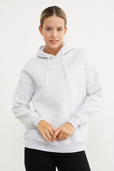 Fulla Moda 3 İplik Basic Oversize Kapüşonlu Sweatshirt