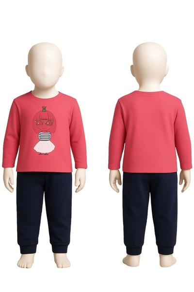 ww waka waka kids store Set de pijamale pentru fetiță cu imprimeu în față și ...