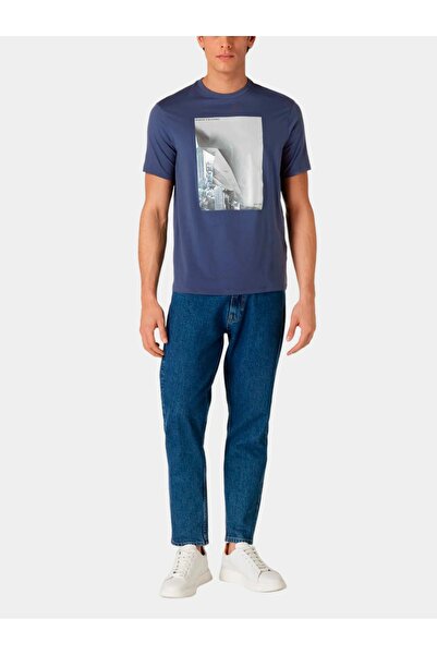 Armani Exchange Bisiklet Yaka Baskılı Lacivert Erkek T-Shirt 3DZTKG ZJH4Z 65BM