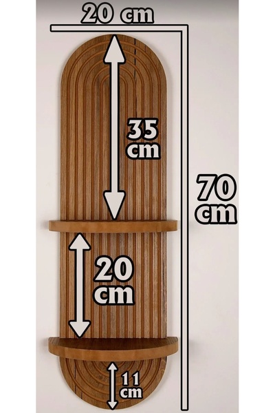ciciki hediyelik Dekoratif 2 Raflı Ahşap Duvar Rafı
