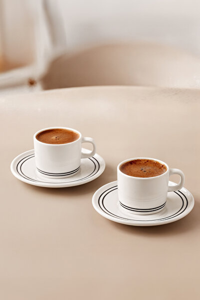 Güral Porselen طقم فناجين قهوة مينتل مكون من 4 قطع باللون الأسود