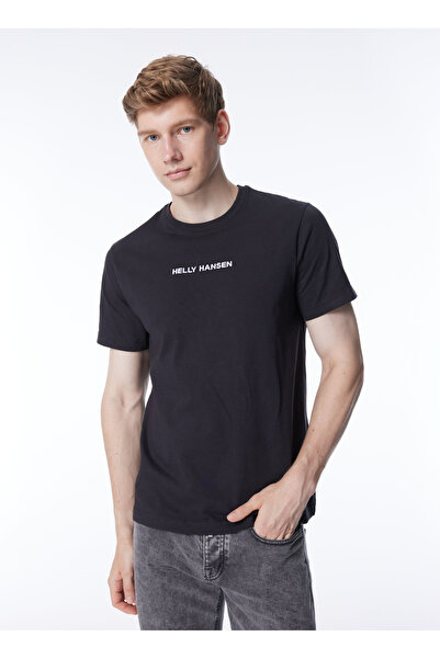 Helly Hansen Siyah Erkek Bisiklet Yaka Baskılı T-Shirt HHA.53936_CORE GRAPHIC