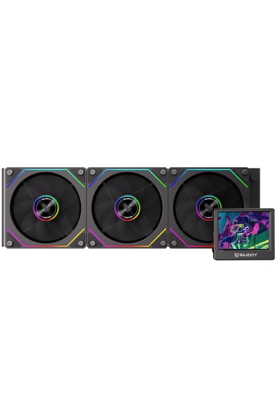 majesty 360mm ARGB Water Cooler - IPS LCD Display for Video and Graphics, Three 120mm Fans, Intel an