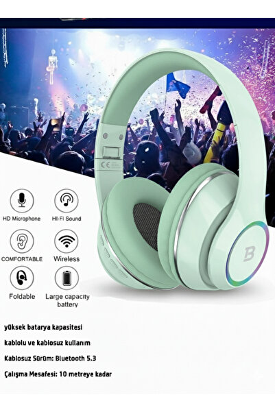 Tech&bello accessories Kablosuz Kulaküstü Bluetooth Kulaklık Stereo-Mikrofon-aux HK-035