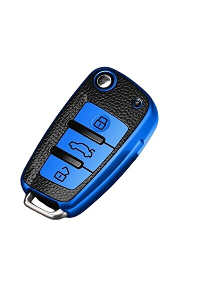 OEM Husă albastră cu inserții din piele pentru cheie tip briceag gama Audi