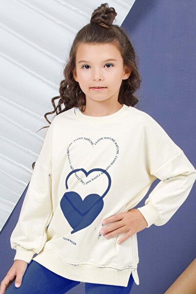 wakawakakidsstore Пуловер за момичета с щампа отпред и кръгло деколте