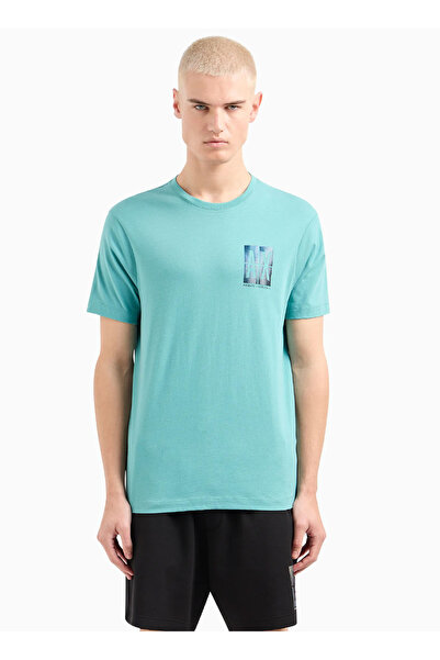 Armani Exchange Bisiklet Yaka Düz Turkuaz Erkek T-Shirt 3DZTJU ZJH4Z 15DG