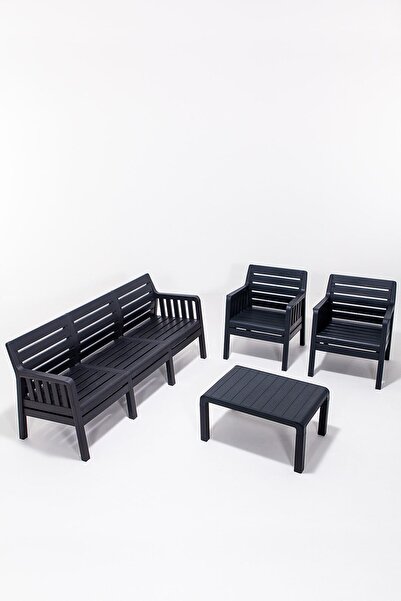 SANDALİE Lara Mindersiz / 3 1 1 S Bahçe Takımı Balkon - Bahçe - Teras Mobilyası / Antrasit