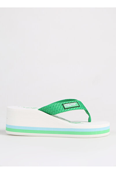 Benetton Papuci de plajă pentru femei verde-alb BNI-10218