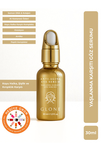 GLONE Yoğun Anti Aging Göz Serumu 30ml | Kollajen I+III & Glutatyon & Somon DNA İle Anında Etki