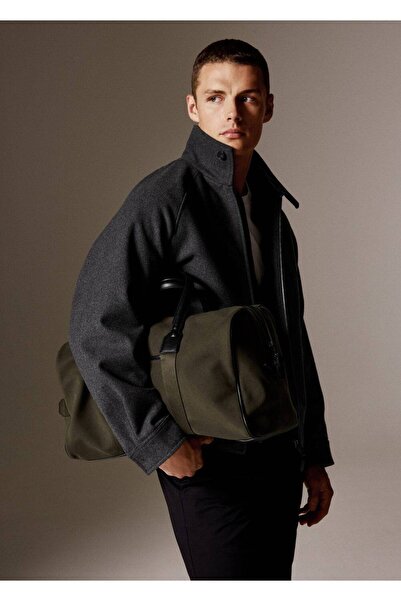 MANGO Man Deri ve pamuklu bowling çanta