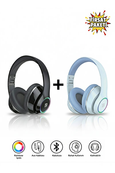 Tech&bello accessories Kablosuz Kulaküstü Siyah-Mavi Bluetooth Kulaklık Stere...
