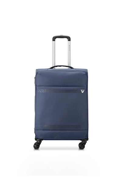 Roncato Lacivert Unisex 43x65x26 cm Orta Boy Çekçekli Kumaş Valiz Jazz 4.0