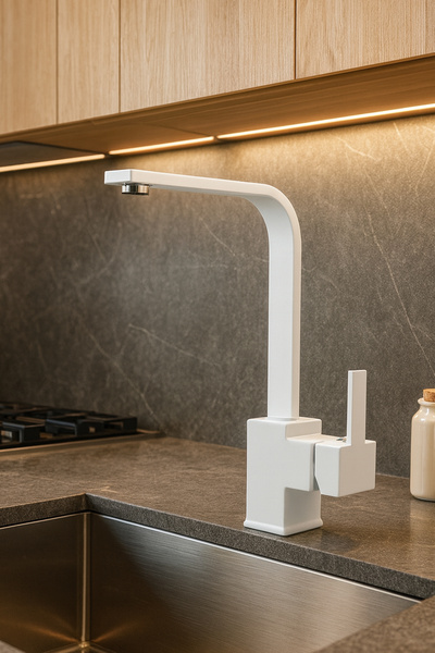 KUSTAR White Heavy Akre Luxury Open Close Kitchen Sink Faucet