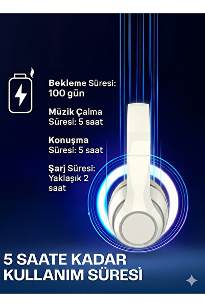 Tech&bello accessories Kablosuz Kulaküstü Siyah-Krem Bluetooth Kulaklık Stereo-Mikrofon-aux Sd Kart HK-035