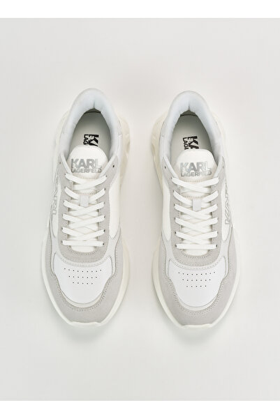 Karl Lagerfeld Beyaz Erkek deri Sneaker K/KITE RUN Karl Logo Lo Lace