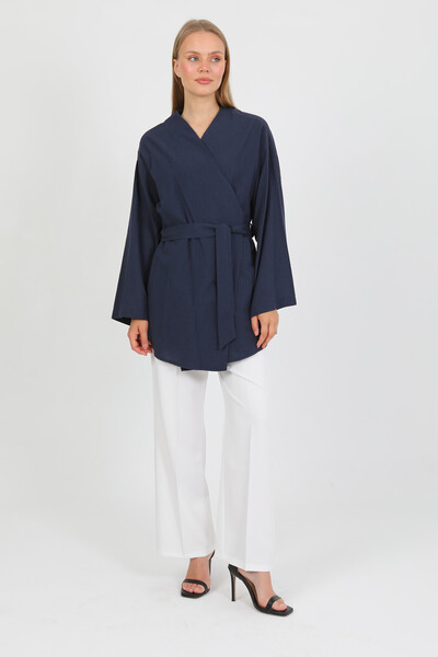 PASTELASTORE Літнє жіноче кімоно 1166 з 100% бавовняного льону - дихаюча натуральна тканина