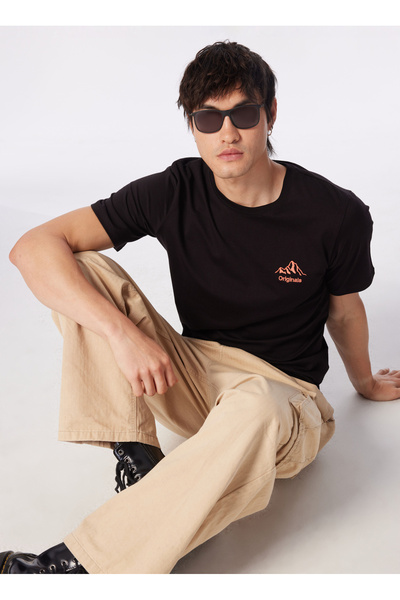 Jack & Jones Bisiklet Yaka Siyah Erkek T-Shirt JORPORTE TEE SS CREW NECK EXC