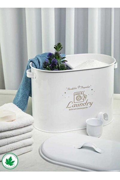 metalshop Bölmeli Kapaklı Ölçekli Deterjanlık,toz Deterjanlık,banyo Teterjanlık,beyaz