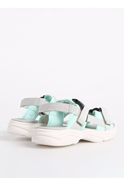 Hammer Jack Gri-Turkuaz Kadın Deri - Kumaş Sandalet LADIS Z SANDALET