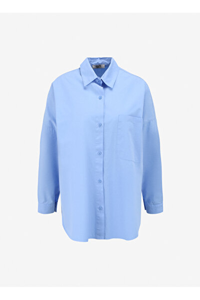 People By Fabrika Standart Mavi Kadın Gömlek SPBF4SL-GML5597