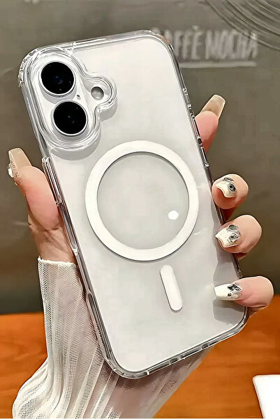 Fibaks iPhone 17 Magsafe Kılıf Wireless Kablosuz Şarj Destekli Kamera Korumalı Şeffaf Darbe Emici Kapak