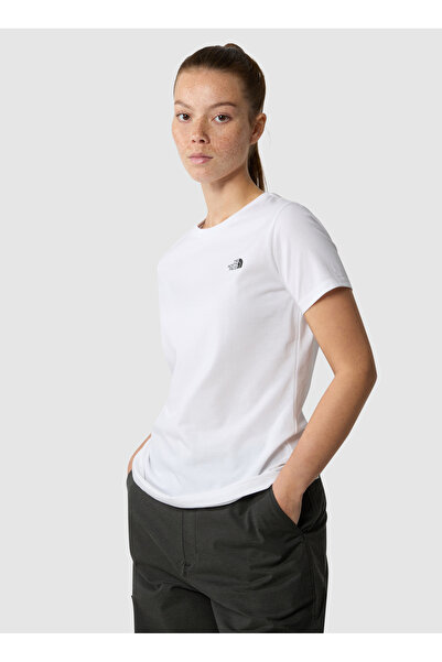 THE NORTH FACE Beyaz Kadın Bisiklet Yaka T-Shirt NF0A87NHFN41_SIMPLE DOME SLIM TEE