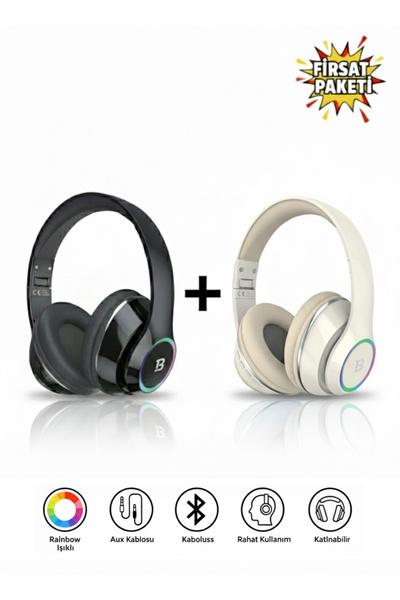 Tech&bello accessories Kablosuz Kulaküstü Siyah-Krem Bluetooth Kulaklık Stere...