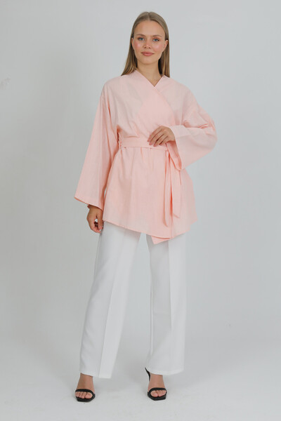 PASTELASTORE Kimono de vară pentru femei, 100% bumbac, cu buzunar, centură 11...