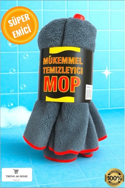 OSKAR FIRÇA Mikrofiber Paspas Mop Bezi Gri Renk- Yüksek Emicilikli, Dayanıklı...