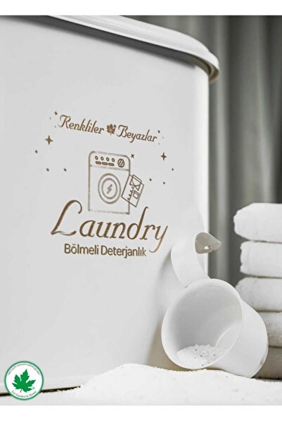 metalshop Bölmeli Kapaklı Ölçekli Deterjanlık,toz Deterjanlık,banyo Teterjanlık,beyaz