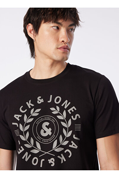Jack & Jones Yuvarlak Yaka Siyah Erkek T-Shirt JORJAMES SS TEE EXC