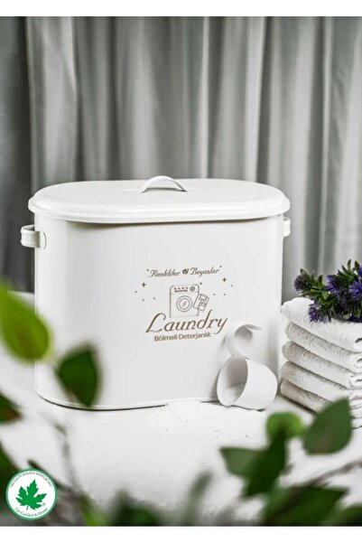 metalshop Bölmeli Kapaklı Ölçekli Deterjanlık,toz Deterjanlık,banyo Teterjanlık,beyaz