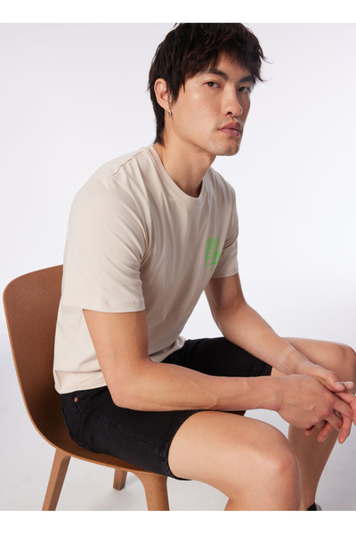 Jack & Jones Bisiklet Yaka Krem Erkek T-Shirt JCOGREGORY TEE SS CREW NECK EXC