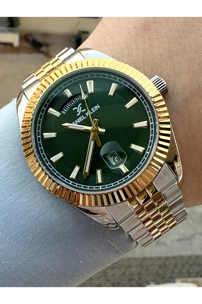 Daniel Klein Kadranı Yeşil Renk Takvimli Erkek Kol Saati