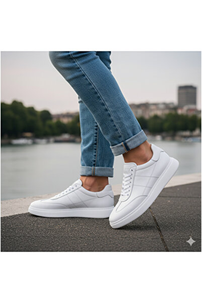 SailLakers - Чоловічі повсякденні черевики з білою шкірою та шнурівкою 101-7034-H-1235