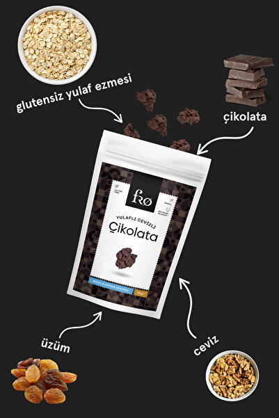 FRO 2'li Paket Yulaflı Cevizli Çikolata Vegan Glutensiz Şekersiz Sağlıklı Atıştırmalık 2x50gr