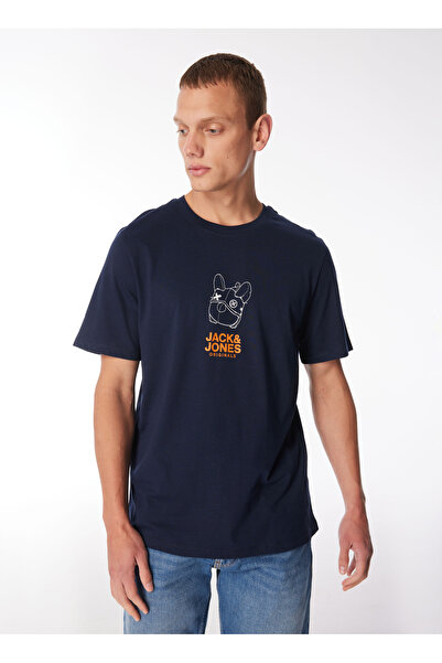 Jack & Jones Yuvarlak Yaka Lacivert Erkek T-Shirt JORPAL TEE SS CREW NECK EXC