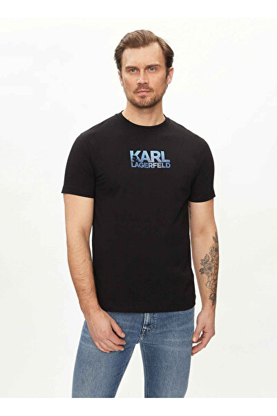 Karl Lagerfeld Bisiklet Yaka Siyah Erkek T-Shirt 755063542241
