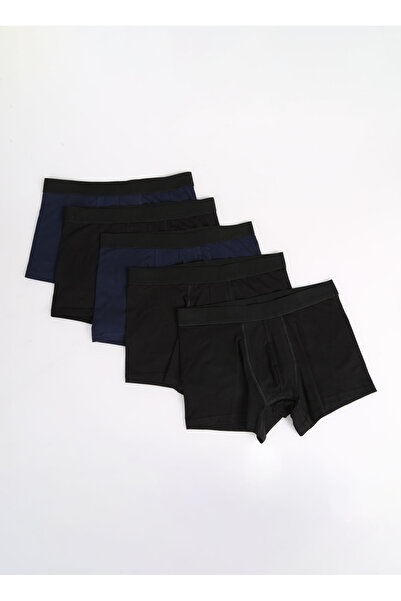 T-Box Siyah - Lacivert Erkek Boxer 5Lİ BOXER PAKET