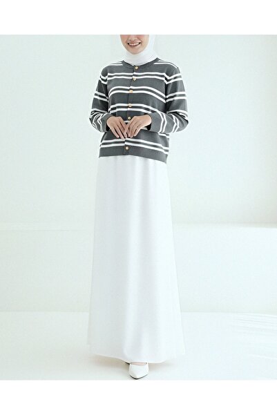 Modamorfo Светло-сірий трикотажний кардиган з блискучими ґудзиками