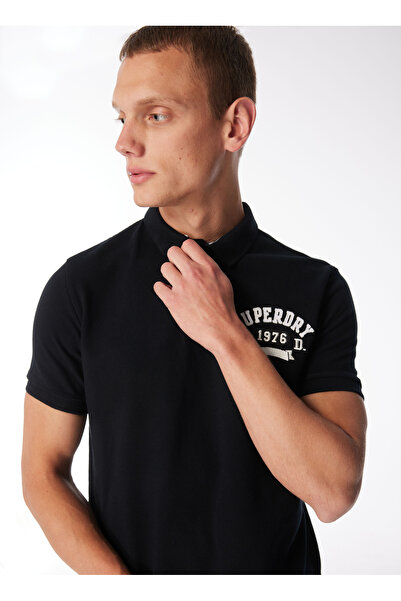 SUPERDRY Baskılı Siyah Erkek Polo T-Shirt M1110349A02A_APPLIQUE CLASSIC FIT P
