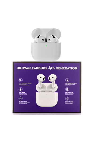 Urjwan سماعات الأذن الجيل الرابع - صوت عالي الجودة، وميكروفون واضح، وإلغاء الضوضاء، وحافظتان إضافيتان.