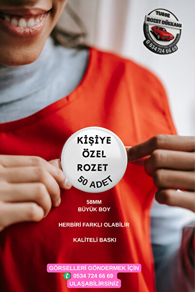 Tu&Se Candles KİŞİYE ÖZEL ROZET 50 ADET 58MM BÜYÜK BOY