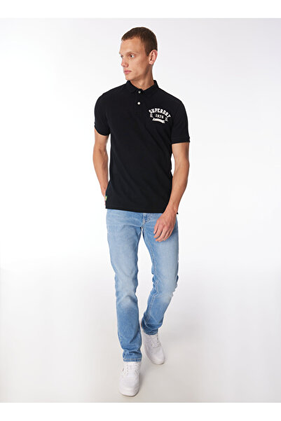SUPERDRY Baskılı Siyah Erkek Polo T-Shirt M1110349A02A_APPLIQUE CLASSIC FIT P