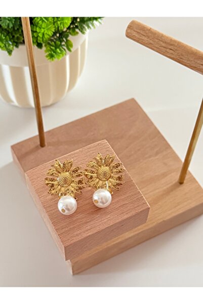 FIERA JEWELRY Pearl Detail Flower Steel Women's Earrings