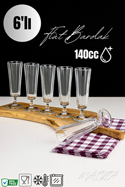 Genel Markalar Flüt Kahve Yanı Bardağı | 140ml - 6'lı