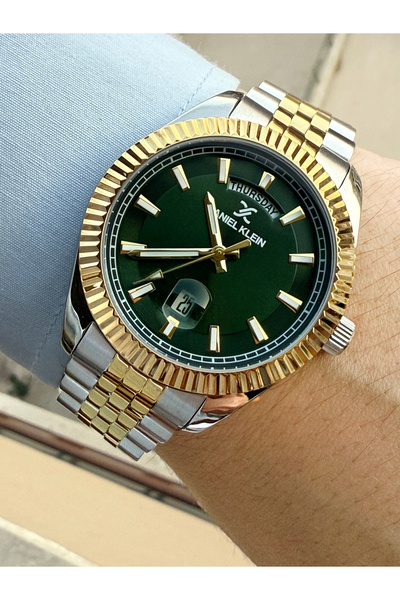 Daniel Klein Kadranı Yeşil Renk Takvimli Erkek Kol Saati